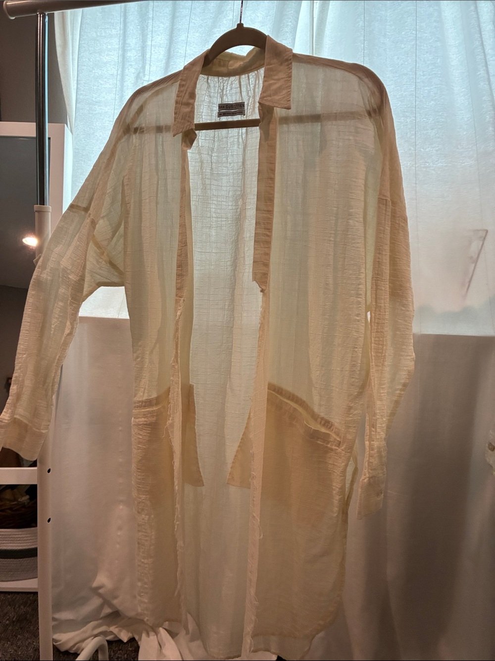 Urban Outfitters Sheer Cream Open Duster